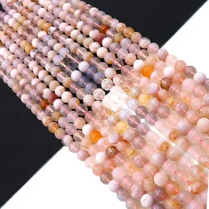 Sakura Agate Natural Stone Round Loose Beads Polished Semi Precious Stone Spacer Beads For DIY Jewelry Making Necklaces Bracelets Accessories
