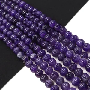 Natural Purple Amethyst Round Loose Beads For DIY Jewelry Making Necklaces Bracelets Accessories Polished Round Stone Beads