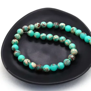 Round green Imperial Jasper natural stone beads for DIY jewelry and bracelets making