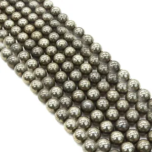 Natürliche runde Chalkopyrit-Pyrit-Edelsteinperlen für DIY-Halsketten und Schmuck