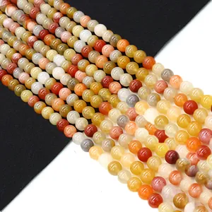 Perles Rondes en Pierre Naturelle Multicolore Polies Perles en Vrac Pour Création de Bijoux DIY Colliers Bracelets Accessoires Cadeau Artisanal
