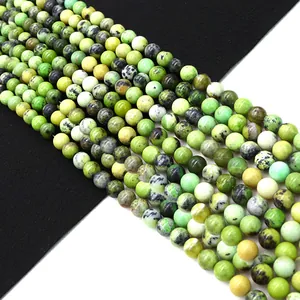 Natürliche Grüne Opal Stein Runde Perlen Poliert Australische Jade Lose Perlen DIY Schmuckherstellung Halskette Armband Zubehör