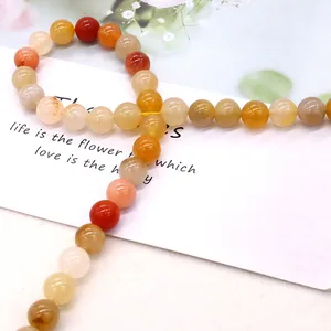 Perles rondes en jade de soie dorée naturelle pour la création de bijoux DIY