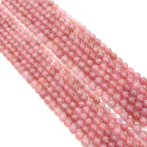 Mehrere Stränge polierte natürliche Erdbeerquarz Rosa Rundperlen für DIY-Schmuck