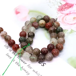 Perles rondes en quartz rutilé naturel pour bijoux DIY avec inclusions minérales
