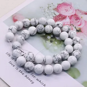 Polished natural white turquoise round beads for DIY necklaces and bracelets making