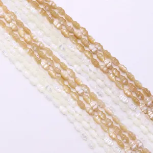 Natural spindle-shaped mother of pearl shell beads with spiral texture for DIY jewelry