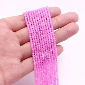 Détails de perles de pierre taillées en sucre rose pour la création de bijoux DIY