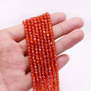 Λεπτομερής λήψη από πορτοκαλί πέτρες 3-4mm για χειροποίητα κοσμήματα DIY