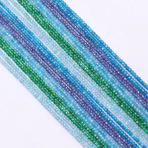 Faceted natural stone abacus beads in multi-color strands for DIY jewelry making