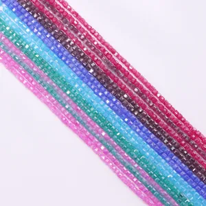 Perles cubes facettées en pierre naturelle de couleurs variées pour bijoux DIY