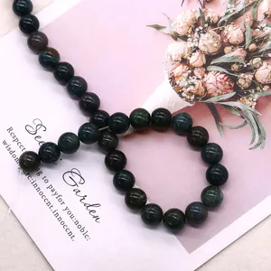 Natural green moss agate round beads for DIY jewelry making and handmade necklaces