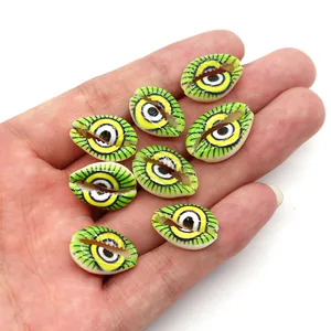 Οκτώ φυσικά κοχύλια cowrie με πολύχρωμα σχέδια evil eye για DIY χειροποίητα κοσμήματα
