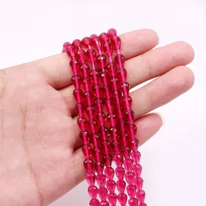 Cuentas facetadas de piedra ojo de gato roja en forma de gota para joyería artesanal