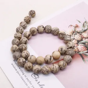 Natural round labradorite beads with marble texture for DIY jewelry making