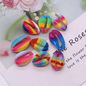 Rainbow gradient natural sea shell beads for DIY jewelry and handicraft making