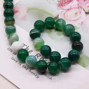 Natural green striped agate round beads strands for DIY handmade necklace jewelry making