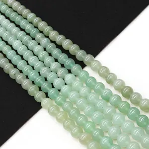 Perle Sfuse Rotonde in Pietra Naturale di Avventurina Verde Perle Distanziatrici in Pietra Preziosa Lucida per Creazione Gioielli DIY