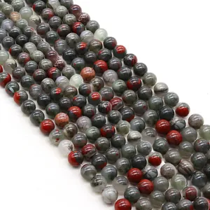 Λειασμένες φυσικές χάντρες Bloodstone για χειροποίητα κοσμήματα DIY και κολιέ