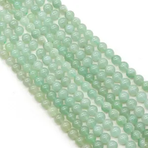 Perle rotonde in avventurina verde chiaro naturale per creazione di collane e gioielli
