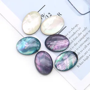 Ovale Cabochons aus Abalone-Muschel mit irisierendem Glanz für DIY-Schmuckherstellung