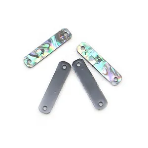 Rectangular natural abalone shell connectors with double holes for DIY jewelry making