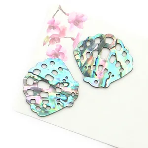 Lot de 2 pendentifs en nacre d'abalone irisée pour la création de bijoux artisanaux