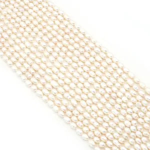 Polished white freshwater rice-shaped pearls for DIY jewelry making and beading