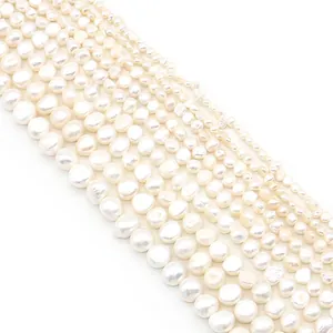 Natural white baroque freshwater pearl strands for DIY jewelry making and necklaces