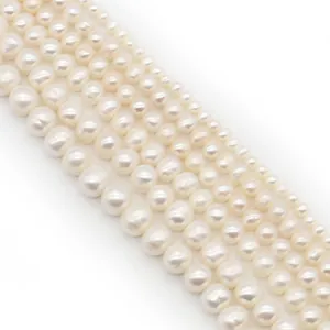 Fili di perle d'acqua dolce naturali bianche in varie dimensioni per gioielli fai-da-te