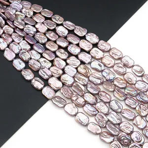 Cultured Freshwater Baroque Pearl Purple Sugar Cube Loose Beads Irregular Rectangle Natural Pearl For DIY Jewelry Making