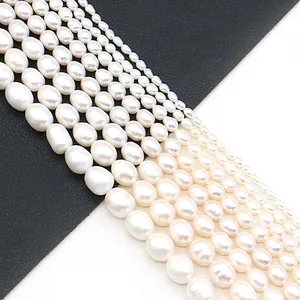 Natural Cultured Freshwater Pearl Rice Shape Loose Beads For DIY Necklace Bracelet Making Elegant White Jewelry Accessories