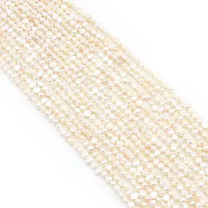 Strands of 4-5mm natural white baroque freshwater pearls for DIY jewelry making