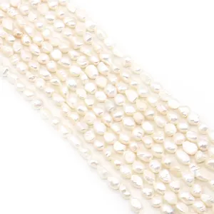 3-4mm natürliche Süßwasserperlen in Weiß für die manuelle DIY Schmuckherstellung
