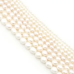 Natural freshwater rice pearls in creamy white for DIY jewelry making and necklaces