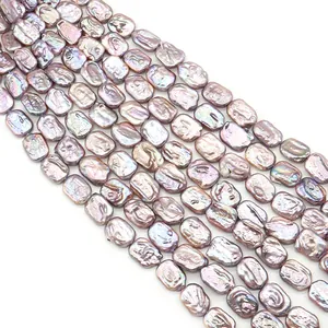 Parallel strands of purple baroque freshwater pearls with metallic luster for DIY jewelry