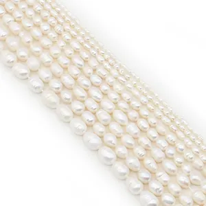 Perlas de agua dulce blancas naturales en varios tamaños para la creación de joyas DIY