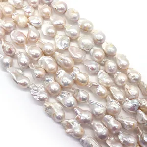 Natürliche Barockperlen in Zartrosa-Violett mit Metallglanz für Schmuck-DIY