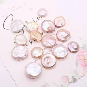 Flat baroque freshwater pearls in pink and champagne shades for DIY jewelry making