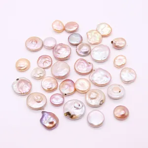 Flat baroque freshwater coin pearls in mixed colors for DIY jewelry making and crafts