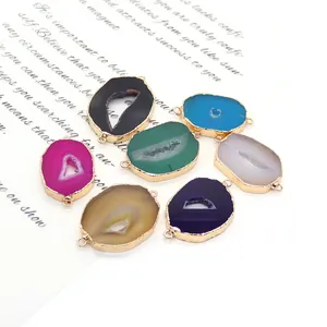 Natuurlijke agaat druzy connectoren met goudlaag voor DIY sieraden maken set van 7