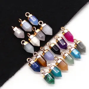 Zeshoekige Kolom Natuursteen Kristal Punthanger Voor DIY Ketting Sieraden Maken Genezende Steen Accessoires