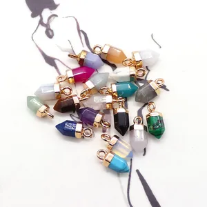 Zeshoekige edelsteen hangers met gouden kappen voor DIY halskettingen en sieraden maken