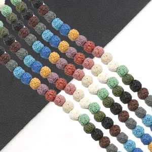 8mm Natuurlijke Kleurrijke Lavasteen Losse Kralen Ronde Poreuze Diffuser Kralen Voor DIY Armband Ketting Sieraden Maken Accessoires