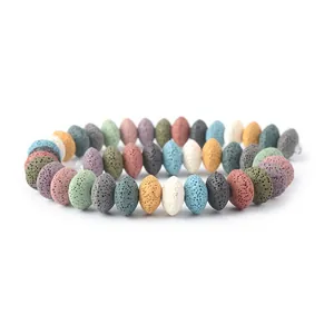 Detailed view of colorful volcanic lava stone beads for DIY jewelry and necklaces