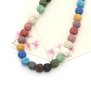 Kleurrijke natuurlijke vulkanische lavasteen kralen voor DIY-sieraden en aromatherapie