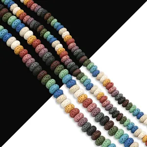 Natural Lava Stone Abacus Beads Volcanic Rock Loose Beads For DIY Jewelry Making Accessories Necklace Bracelet Findings