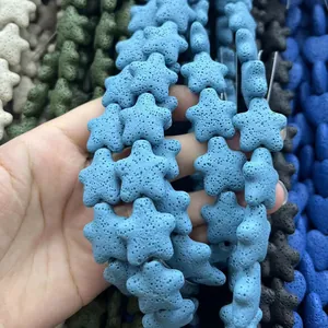 Close-up of star and heart shaped lava stone beads for DIY jewelry making