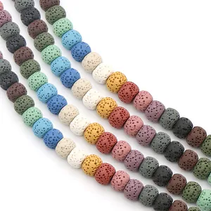 Colorful porous lava stone beads strands for DIY jewelry making and diffuser bracelets