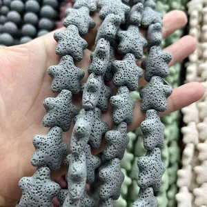 Star-shaped volcanic lava stone beads for DIY jewelry making with natural texture